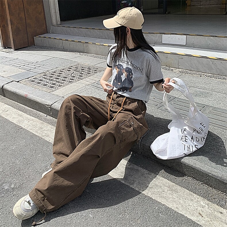 工装裤女小个子2026新款夏季薄款休闲阔腿裤宽松慵懒风YD9002-P75图片