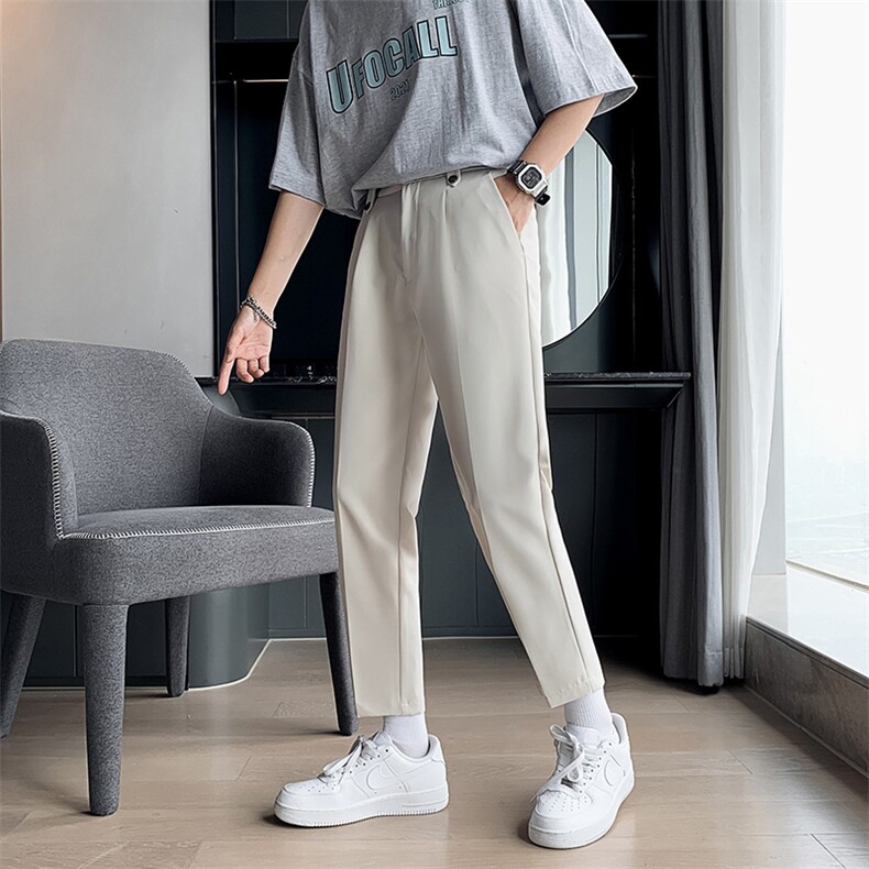 裤子男韩版潮流春夏季新款九分小西裤男士修身垂感西装裤休闲长裤，男装西裤，星座505-2（原电商A260-1)