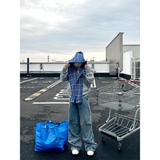 【有货】假两件格子拼接卫衣男款设计感连帽开衫外套JL97LL-特P68，女装短外套，星座1007（原301D）