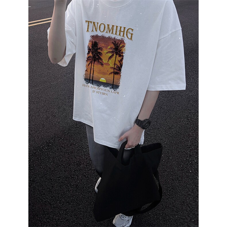 量大优供抖音视频支持得物配合二开美式满天星亮片短袖T恤MTX236,男装T恤,电商A486