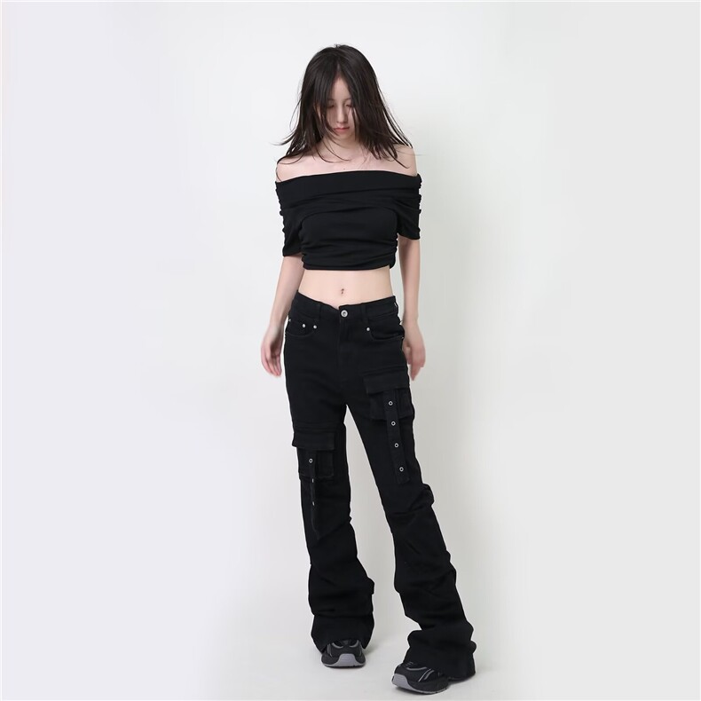 美式复古hiphop重工多口袋嘻哈街头高街喇叭牛仔裤K71526-P50网图,男装牛仔裤,电商B245