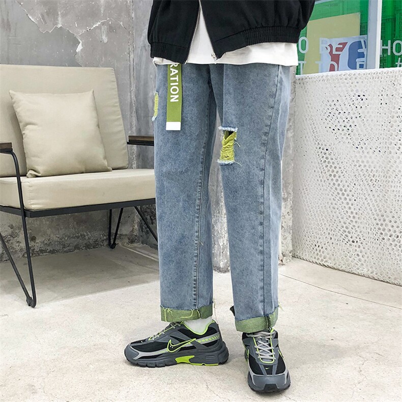 夏季薄款牛仔破洞宽松三色水洗牛仔男士裤子A125-K780-P50,男装休闲裤,电商A125