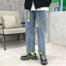 夏季薄款牛仔破洞宽松三色水洗牛仔男士裤子A125-K780-P50，男装休闲裤，电商A125