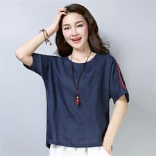 T恤2021夏季百搭圆领套头韩版宽松休闲都市简约，女装T恤，小林双子
