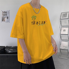 T533P26夏季新款港风纯棉短袖T恤ins衣服宽松半袖体恤小熊上衣，男装T恤，星座304A
