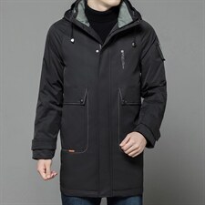 中年男连帽中长款羽绒服男冬装外套白鸭绒爸爸装XXA7022-6-P355图片