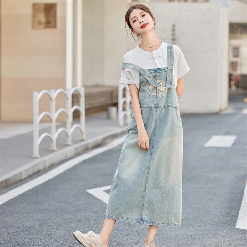 夏季牛仔背带裙套装女2025夏装新款连衣裙洋气减龄时尚两件套裙子,女装套装/套裙,慧尚依恋
