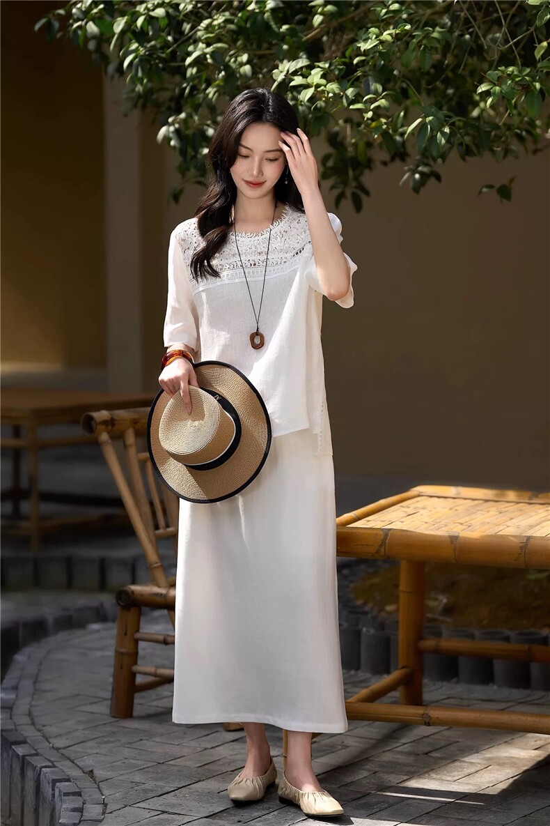 夏季简约气质显瘦亚麻A字半身裙,女装半身裙,湘姗