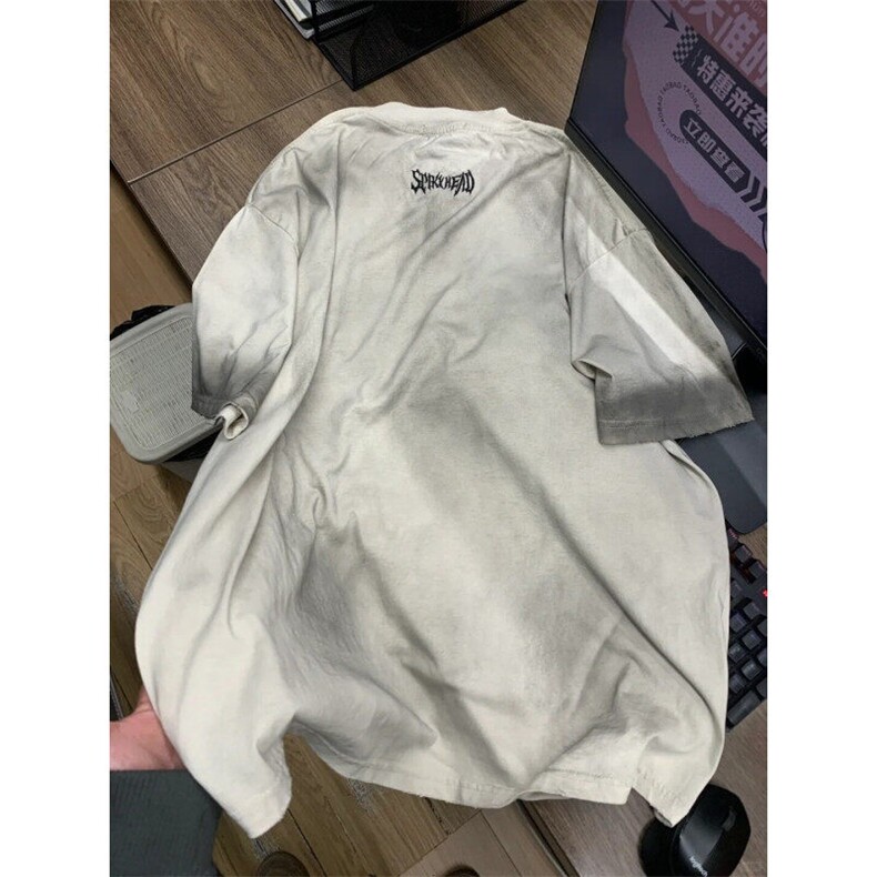 DXT44LL-P50美式复古水洗做旧刺绣短袖t恤设计感小众,男装T恤,星座1007（原301D）