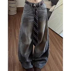脏染水洗做旧直筒牛仔裤男女微喇复古宽松阔腿长裤拖地NB5140，男装牛仔裤，星座1116A（原606A-3）