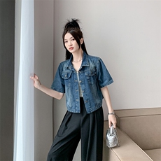 夏季复古短袖牛仔外套女短款宽松开衫新款衬衫夹克上衣NZ061-P58，男装工装外套，星座911-3