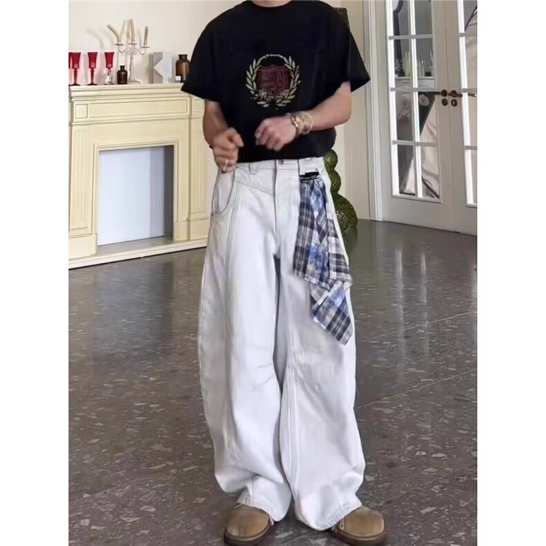 方巾解构弯刀牛仔裤男女cleanfit阔腿裤boxy版型镰刀裤LB2266-P50,男装牛仔裤,星座1008