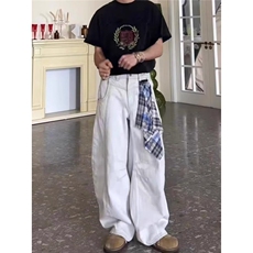 方巾解构弯刀牛仔裤男女cleanfit阔腿裤boxy版型镰刀裤LB2266-P50，男装牛仔裤，星座1008
