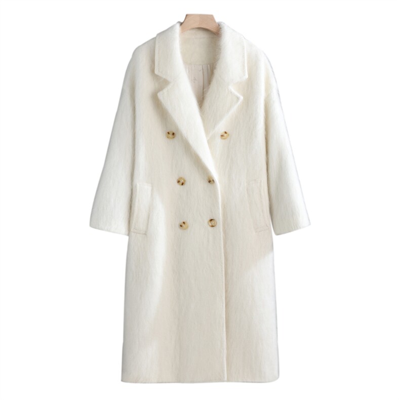 2025年秋季新款百搭女士POLO领长袖单排扣羊毛大衣，女装双面呢大衣，鹿展羊绒大衣