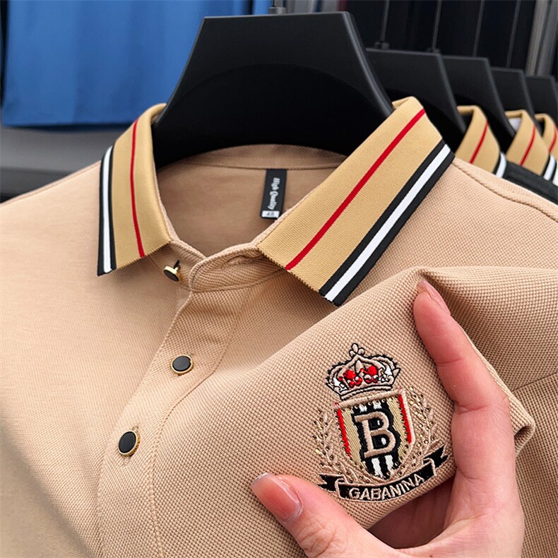 春秋季长袖T恤男翻领polo衫潮流时尚修身纯色休闲商务长袖POLO衫T，男装Polo衫，电商B212（原钱塘6029）