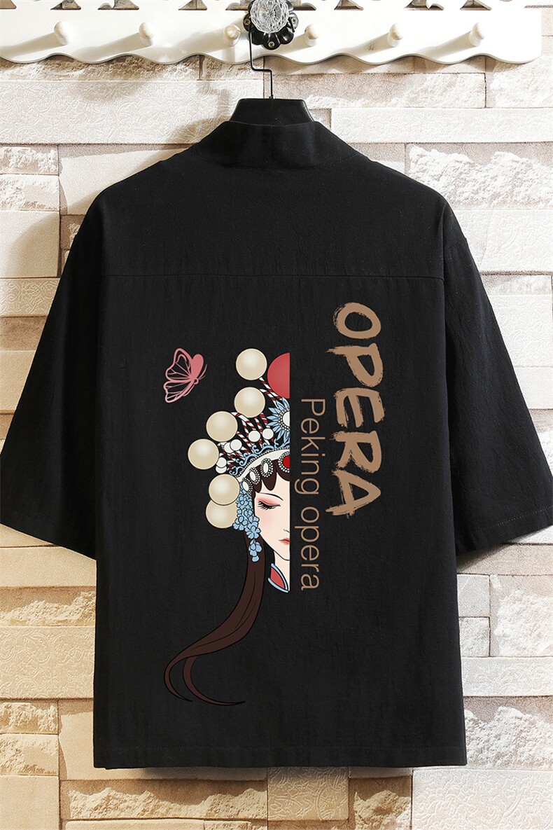HF59161-P40风汉服男开衫外套七分袖道袍砖墙挂拍,男装民族服装,电商A040A