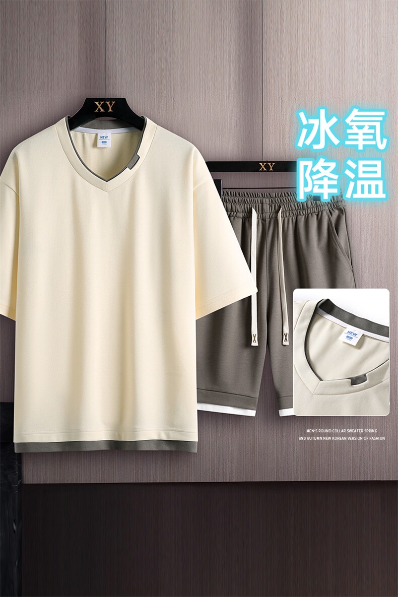 夏季运动套装木板挂拍休闲百搭时尚短套装CK2410+TC3138-P59控89,男装休闲套装,星座717