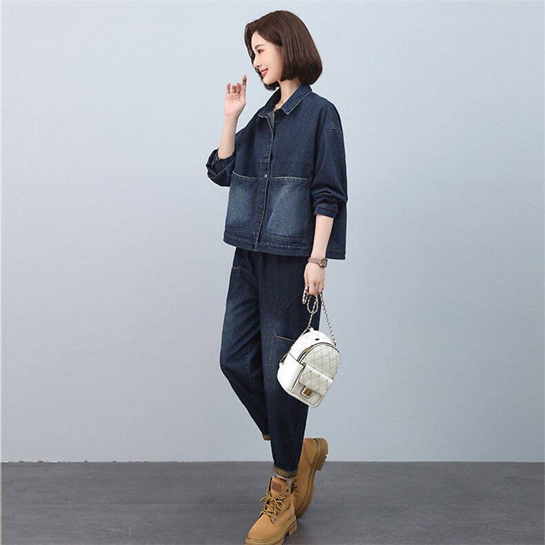 时尚牛仔套装女宽松显瘦休闲两件套6529-529,女装套装/套裙,叶笙衣