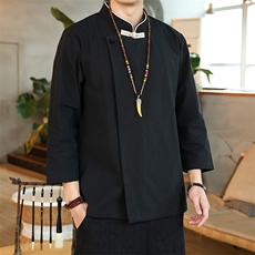 风棉麻衬衫男春夏新款厨师长袖衬衣可定制印花团体服T93-P65，男装衬衫，星座313B-4（原星座309A-1）