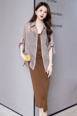 夏季套装2024年新款女休闲时尚洋气宽松防晒吊带裙套裙，女装套装/套裙，卡杰菲