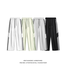 抖音品质秋季新款潮流条纹宽松休闲卫裤B315-K24269-特p40控78，男装休闲裤，电商B315