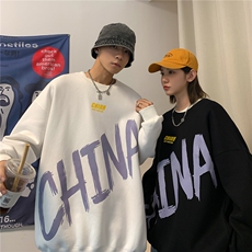 EY14春季港风男女字母印花圆领套头卫衣情侣装潮2024新款P38，男装卫衣，电商C306-1