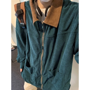 潮流休闲大码宽松情侣灯芯绒平绒拼色夹克J7198-P47【特价】图片