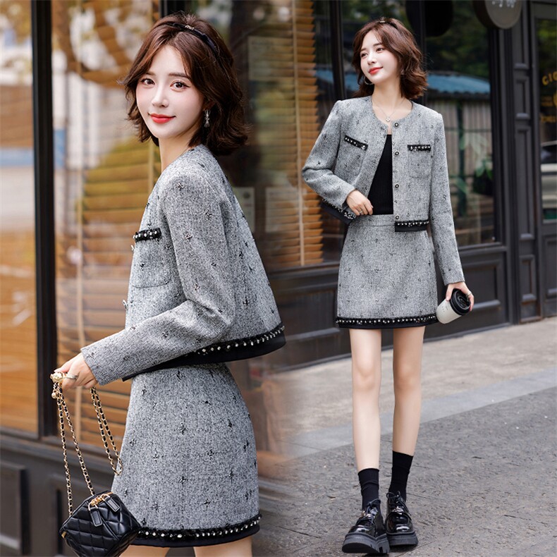 小香风短裙套装女初春2025新款小个子时尚气质名媛富家千金套装裙，女装套装/套裙，雅静靓衣