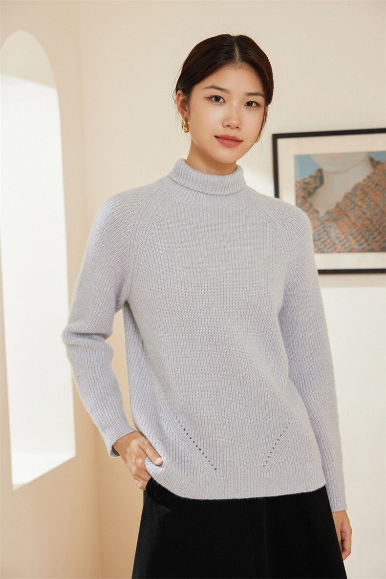 时尚百搭女士高领羊绒衫舒适保暖显瘦插肩设计,女装羊绒衫,澳冬特羊绒