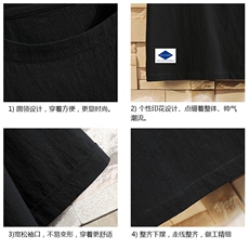 YT26061-P30亚麻短袖t恤男大码五分袖男宽松七分袖砖墙挂拍，男装T恤，电商A040A