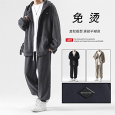 条绒开衫卫衣套装连帽男宽松休闲运动束脚卫裤男装TZ852-特批-123，男装休闲裤，星座718