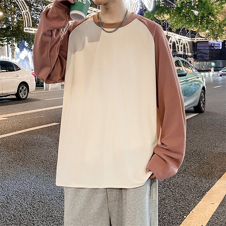 美式圆领卫衣男春秋季潮流宽松撞色插肩长袖外套WY0321-P35,男装卫衣,星座308B-2