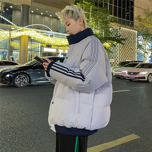 夜景情侣时尚宽松袖边三条杠立领棉衣 MY2288特批75控128图片