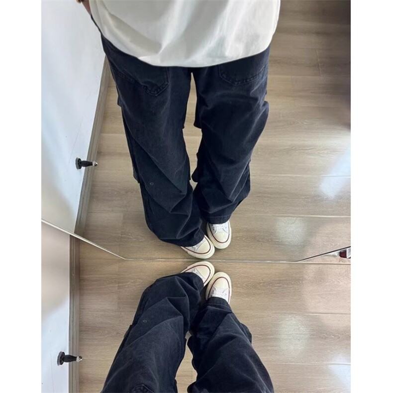 牛仔裤美式工装裤男女宽松直筒拖地休闲日系长裤NC655,男装牛仔裤,星座1116A（原606A-3）