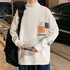 M18121-P45加绒P65半高领毛衣男士大码针织衫男毛线衣男线衫，男装针织衫/毛衣，电商A040
