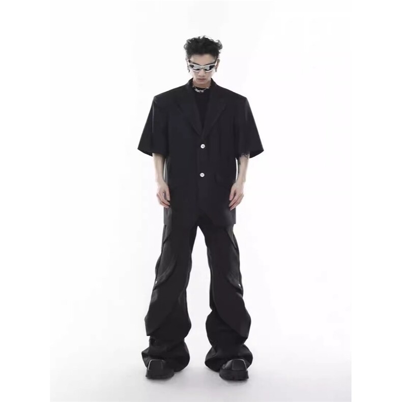 暗黑禁欲系微喇叭西裤男弯刀西装裤潮K6820-P41,男装西服套装,星座412-3
