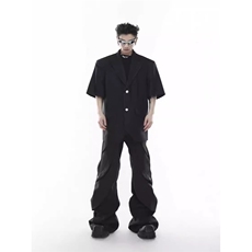 暗黑禁欲系微喇叭西裤男弯刀西装裤潮K6820-P41，男装西服套装，星座412-3