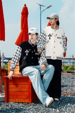 特批多模插肩袖拼接撞色时尚字母印花棒球服A247-TPG705特批85，男装夹克，电商A247