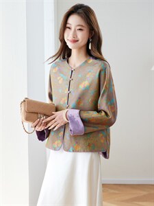 在仓~2026年春季提花玉葫芦双面穿外套落肩袖纽扣抗皱宽松上衣，女装短外套，新依时派