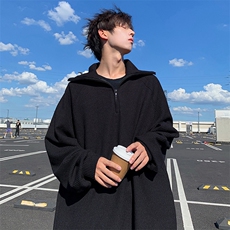 秋季现货套头宽松卫衣男POLO领长袖打底衫DSA157B-W6491-特P50，男装卫衣，电商A157B