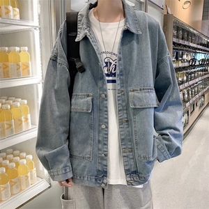 量大差价 2021秋装港风工装水洗牛仔衣宽松复古夹克外套w92-p55图片