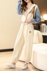小香风紫色牛仔拼接卫衣套装女春秋2025新款小个子盐系运动两件套，女装套装/套裙，梦懿尔