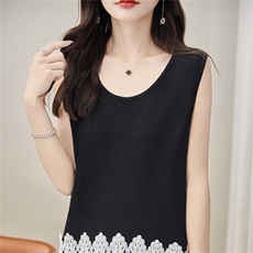 时尚修身显瘦钩花背心吊带女夏季新款无袖针织衫内搭打底上衣，女装背心吊带，暖姿羊绒