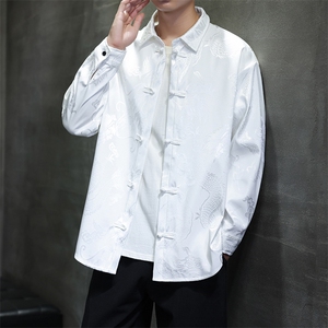 2026春装新款厚款 龙纹长袖衬衫外套 风盘扣唐装汉服2536-P60图片