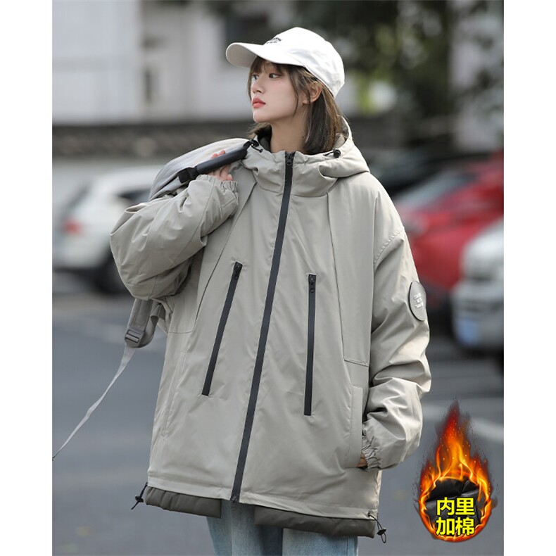 特批P105无差价防水双拉链连帽棉服男女同款加棉保暖棉衣外套M74图片