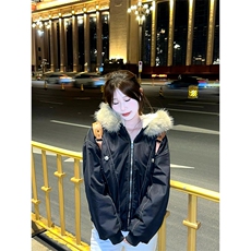 现货重磅boxy短款棉衣座山雕大毛毛领男女棉服水洗工装厚外套，男装棉衣，电商A486