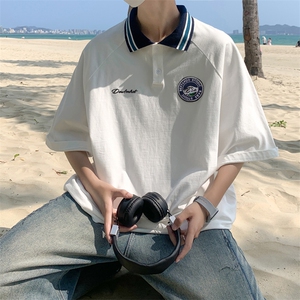 T323-P31夏季宽松型刺绣polo冰丝五分袖图片