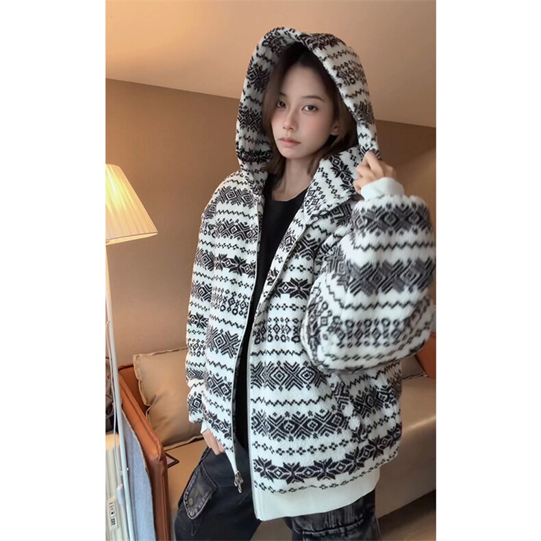 连帽棉衣夹棉情侣款保暖复古休闲毛绒外套男女5D4096-TP75148,男装棉衣,电商A102