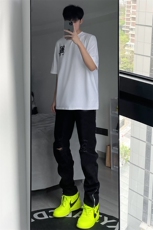 B221美式ins高街暗黑拉链小脚弹力破洞牛仔裤LK23060-P65控88，男装牛仔裤，电商B221