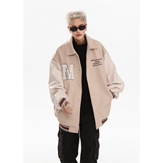 港风美式潮牌拼接袖字母翻领棒球服夹克XZ213-JK9903-P108控128，男装夹克，星座213
